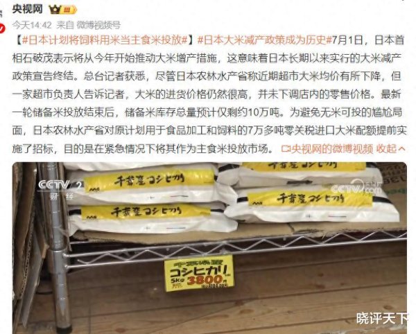 七星策略 饲料米变主食! 5公斤大米标价4200日元, 日本50年减产政策终结